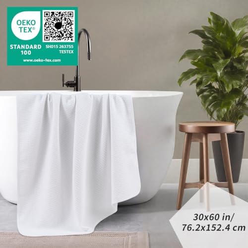 POLYTE 380 GSM Poly Blend Microfiber Quick Dry Waffle Bath Towel, 30x60 in - Image 4