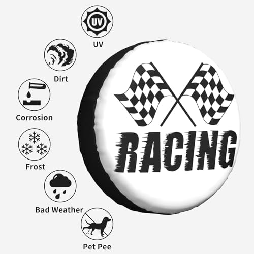 Checkered Racing Race Flag Weatherproof Spare Tire Cover - Image 6