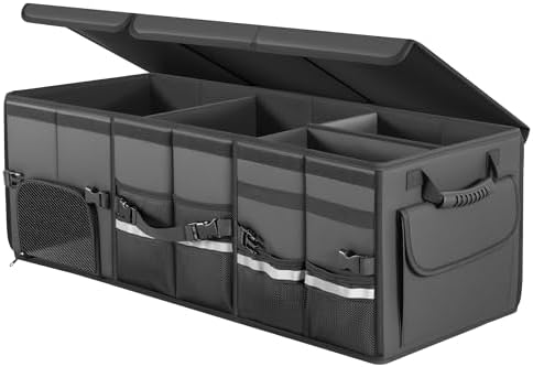 Trunk Organizer Car Organizer Leather Storage Box 3-grid Foldable by Arcoche