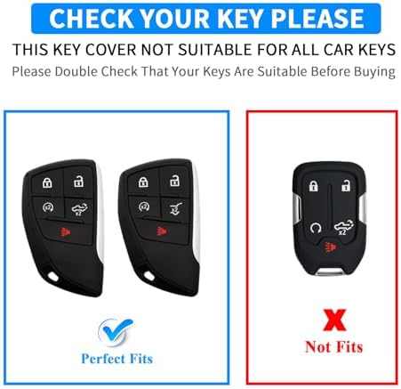 QBUC 2 Pcs Key Fob Cover for Chevy, 5 Buttons Silicone - Image 2