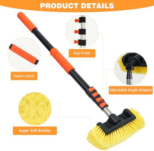16FT Car Wash Brush with Long Handle Telescoping Extension Pole Angle Adapter - Image 5