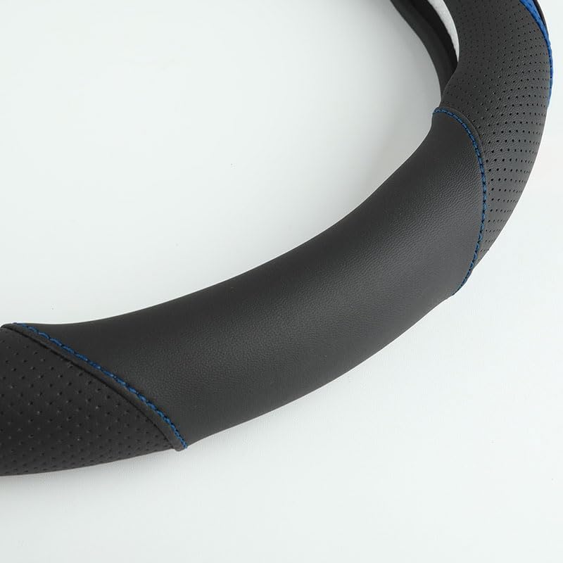 Szttswamp Car Steering Wheel Cover, Microfiber Leather Blue 14.5-15 Inch - Image 4