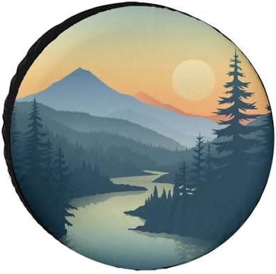 Heavy Duty Spare Tire Cover 15 Inch Mountain Adventure Polyester Universal by HighonHi