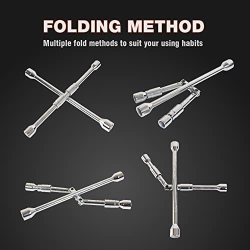 Jack Boss 14 Inch Universal Folding Cross Lug Wrench 4 Way Tire Iron - Image 5