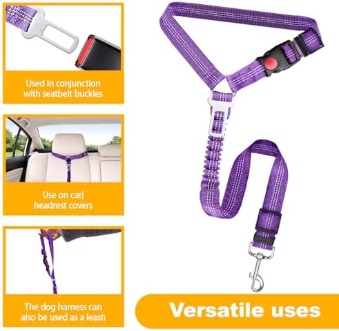2-Pack Dog Car Seat Belt, 3-in-1 Headrest-Mounted Dog Seatbelt - Image 3