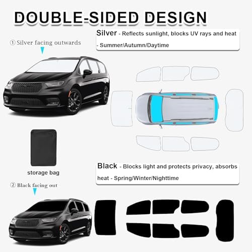 KMF 8pcs Thicken Sun Shades for Chrysler Pacifica 2017-2025 2026 Accessories - Image 5