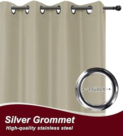 Grommet Outdoor Curtains for Patio Waterproof 8 Pcs 54x84 In Taupe - Image 2
