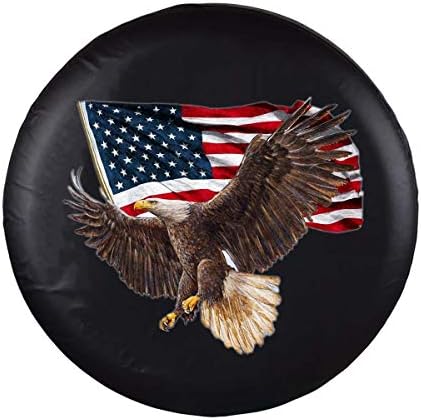 American Eagle USA Flag Spare Tire Cover PVC Leather Fit RV SUV by JaykeJoy