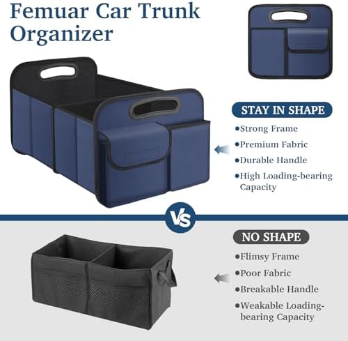 Femuar Car Trunk Organizer, Collapsible, Waterproof, 5 Compartments, Rectangular - Image 3
