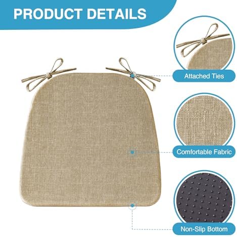 IASEAHK Chair Cushions for Dining Chairs Set of 6, Non Slip Kitchen Chair Pads - Image 2