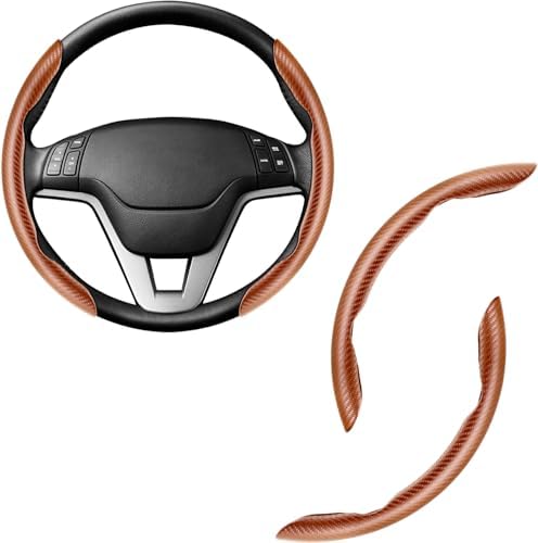 Amiss 2pcs Carbon Fiber Anti-Skid Steering Wheel Cover, Waterproof & Segmented by Amiss