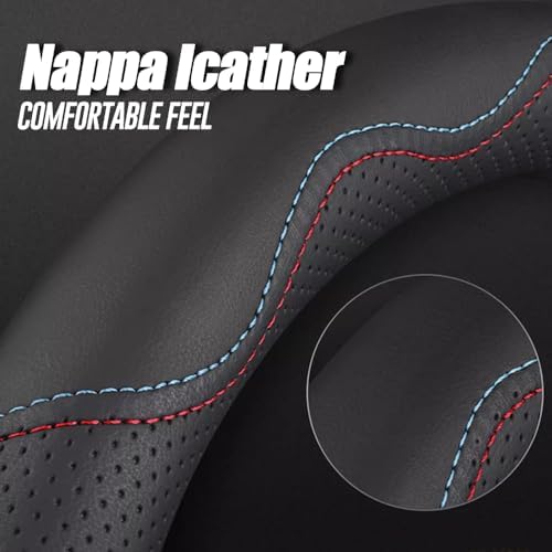 LKWLIKEI Nappa Premium Leather car Steering Wheel Cover, Breathable, Universal - Image 5