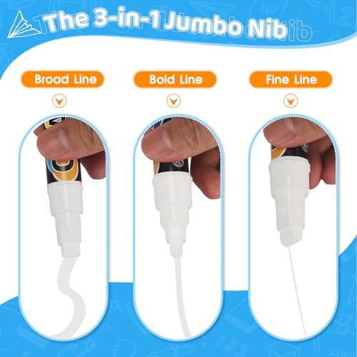 4PCS White Jumbo Liquid Chalk Markers Erasable 10mm Reversible Tip - Image 2