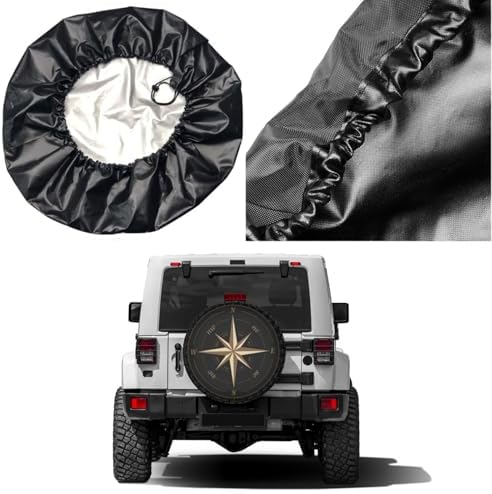 Compass Rose Black Spare Tire Cover Dust-Proof Wheel Tire Cover Fit Trailer - Image 5