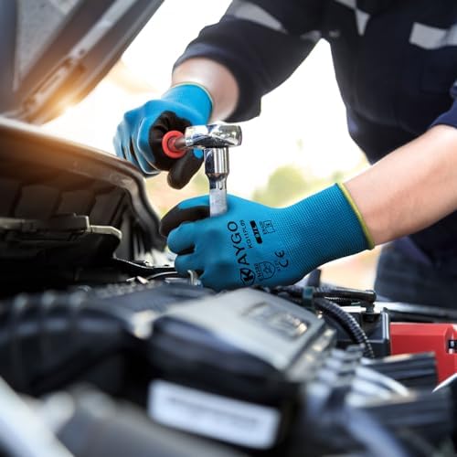KAYGO Safety Work Gloves, PU Coated, 2-Finger Touchscreen - Image 5