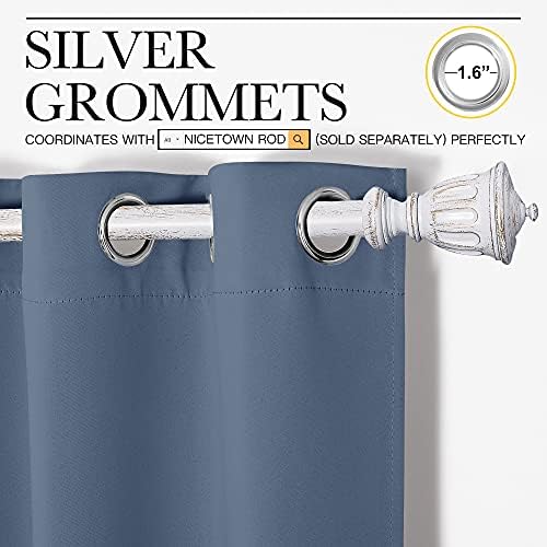 NICETOWN Stone Blue Room Darkening Curtain Panels 90" Length - Image 3
