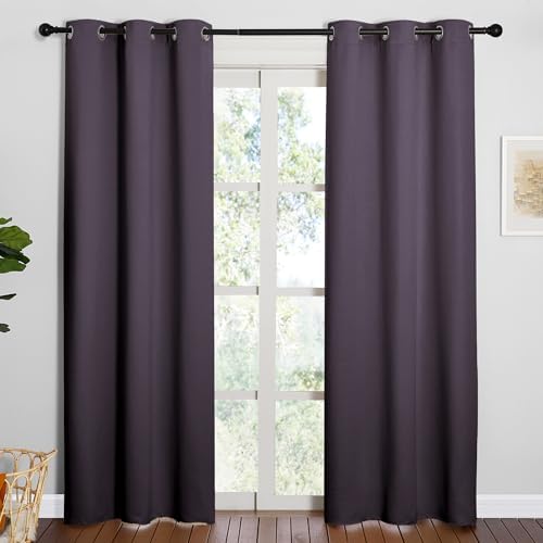 NICETOWN Blackout Curtains for Living Room 2 PCs 42" x 84" Greyish Purple by NICETOWN
