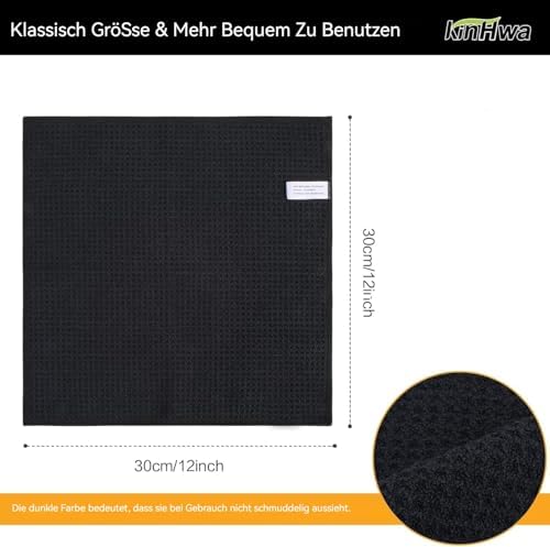 KinHwa Waffle Microfiber Dish Cloths Black Kitchen Towels, Cleaning Cloth - Image 3