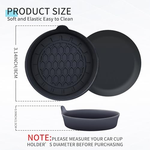 Amooca 2-Pack Spill-Proof Cup Coasters Non-Slip Car Cup Holder Inserts - Image 6