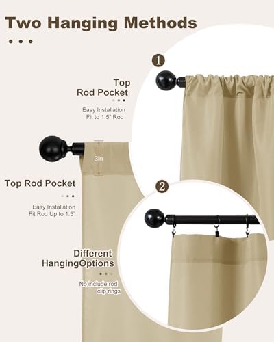 Outdoor Curtains for Patio Waterproof Rod Pocket 6 Pcs 54x84 Inch Cream - Image 3