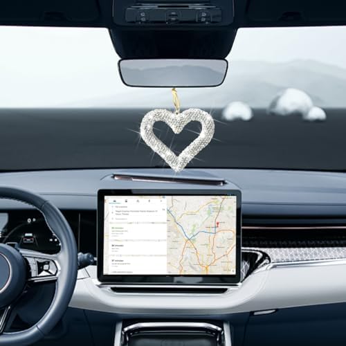 Mandark Crystal Rhinestone Heart Rearview Mirror Pendant - Image 5