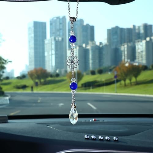 Car Rear View Mirror Accessories Dasiy Car Hanging Ornament, Beaded Crystal - Image 2