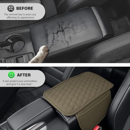 Amiss Car Center Console Cover, Upgraded Leather Car Armrest Cushion - Image 5