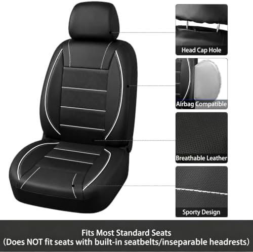 NBTEPEM 10 PCS Leather Car Seat Covers Front Seats Set, 14.5”-15'' Sporty - Image 4