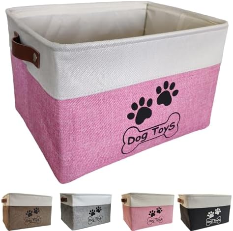 Dog Toy Basket Collapsible Dog Toy Box Foldable Dog Toy Bin by CpakOwlgoo