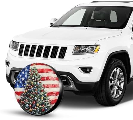 Christmas Tree American Flag Spare Tire Cover Wheel Protectors Waterproof Wheel - Image 6