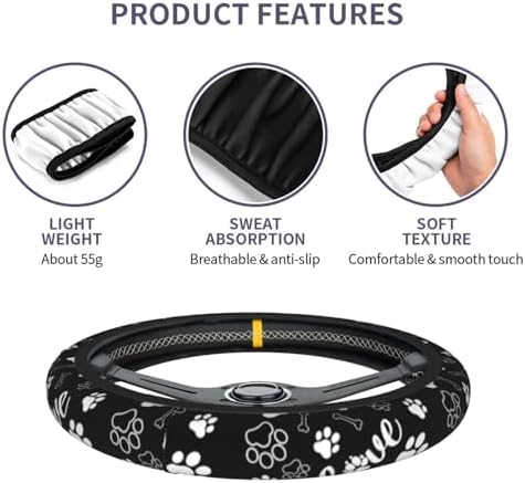 Dog Paw Print Steering Wheel Cover pet 15 Inch +2 Car Coasters - Image 3