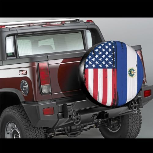 USA El Salvador Flag Spare Tire Cover, Universal Waterproof & Dustproof Wheel - Image 4