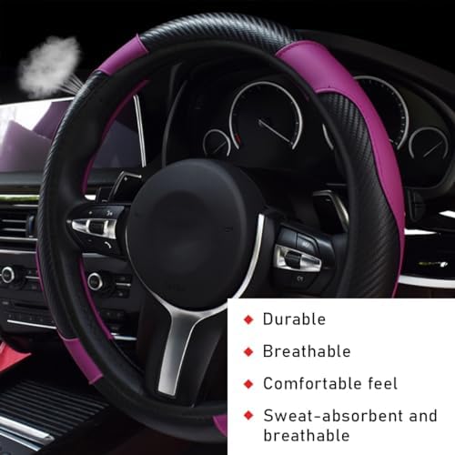 povtii Car Steering Wheel Cover, 15 Inch Leather Breathable Auto Steering Wheel - Image 4