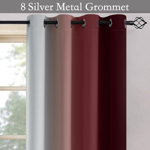 SimpleHome Ombre Red to Grey White Curtains - Image 5