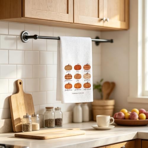 Christian Fall Kitchen Towel, Fruit Of The Spirit Pumpkin Gift Dish Towel - Image 2