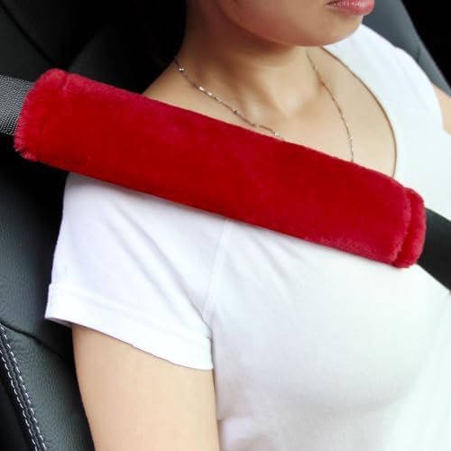 Amooca 2-Pack Soft Furry Universal Seatbelt Cover Car Shoulder Pad by Amooca
