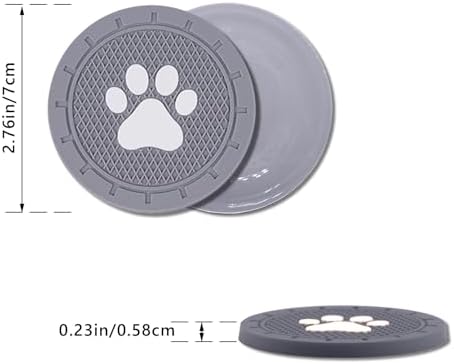 4 Pack Car Cup Holder Coasters, Dog Paw Insert Car Cup Coaster, 2.75 Inch Anti - Image 2