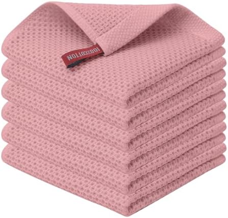 Kitinjoy 100% Cotton Waffle 6-Pack Kitchen Towels, Dried Roses by Kitinjoy