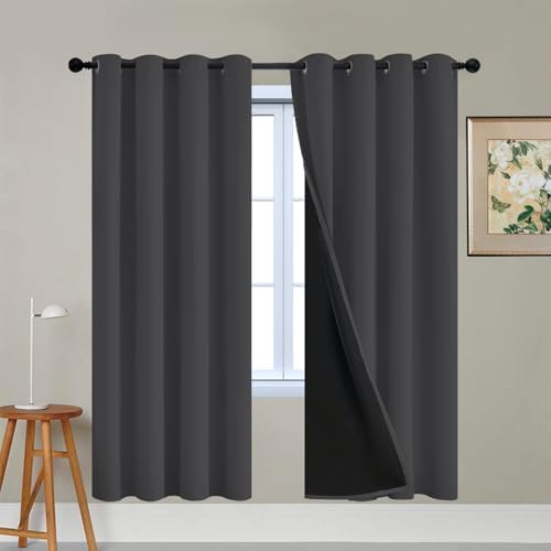 Yakamok Charcoal Grey 100% Blackout Curtains 72 Inches Long 52" Wide 2 PCS by Yakamok
