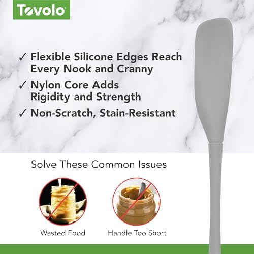 Tovolo Silicone Jar Spatula Long Handled Rubber Scraping Scooping Tool - Image 3