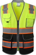JKSafety Hi Vis Safety Vest for Men Women Cushioned Collar JK101 YBlack 4XL by JKSafety