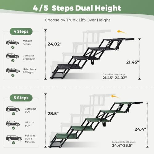 4‑Step Dog Stairs for Car Trunk, 18.5" Wide Foldable Lightweight Pet Stairs - Image 3