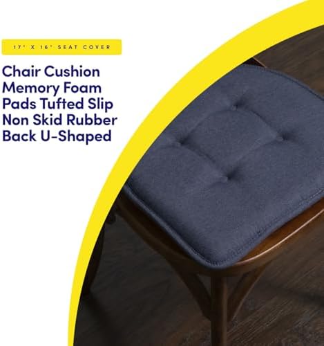 Sweet Home Collection Chair Cushion Memory Foam Pads Tufted Slip Non Skid - Image 3