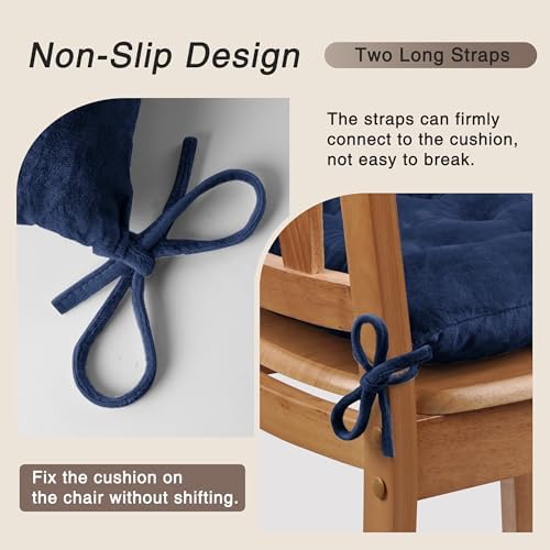 OVOV 4 Pack Chair Cushions for Dining Chairs 15.5"x15.5" Navy - Image 3