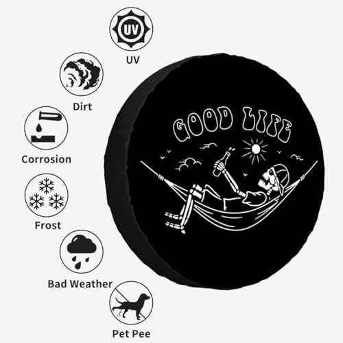 Skeleton in Hammock Spare Tire Cover Beautiful Life White Black Background - Image 6