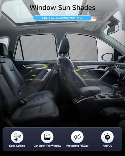 Car Window Shade for Ford F150 2021-Now, 4 Pack Magnetic Mesh Sun Shades for - Image 2