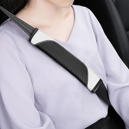 AUCELI 2PCS Carbon Fiber Car Seat Belt Cover, Breathable Leather - Image 6