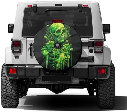 Delerain Spare Tire Cover with Backup Camera Hole Green Skeleton Wheel Covers by Delerain