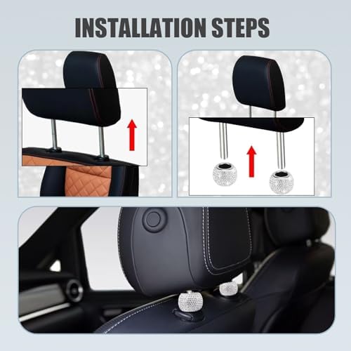 2 PCS Bling Car Headrest Collars, Crystal Head Rest Decor Collars, Interior - Image 6
