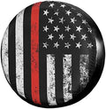USA Patriotic Firefighter Thin Red Line Flag Spare Tire Cover Dust-Proof Wheel by Foruidea